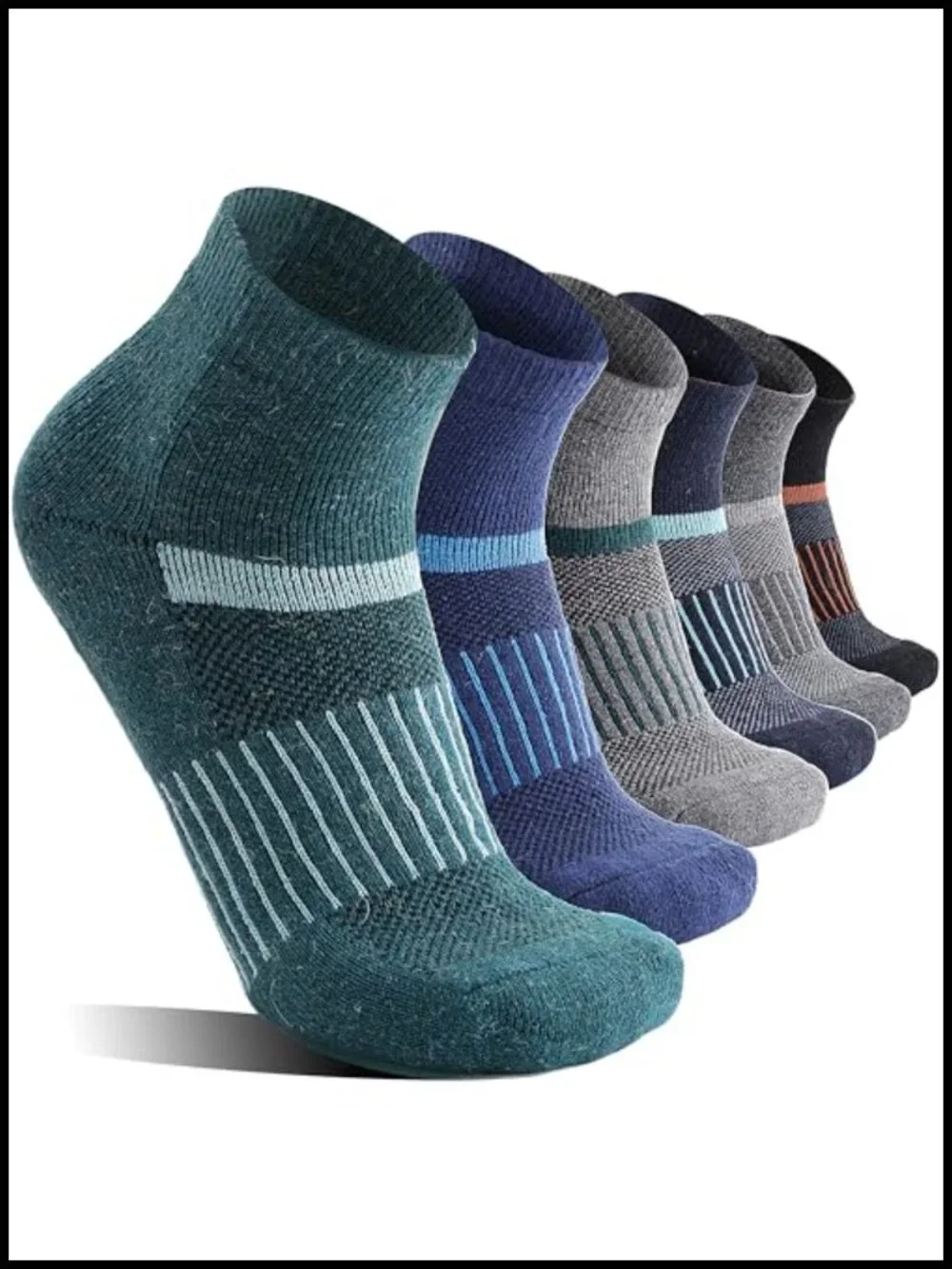 Merino Wool Ankle Socks 6-Pack Moisture Wicking Cushioned Hiking Running
